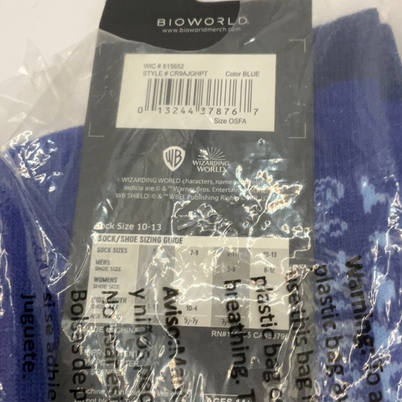 Bioworld Harry Potter Men's Crew Socks "I Solemnly Swear" Blue Size 8-12 - Picture 2 of 3